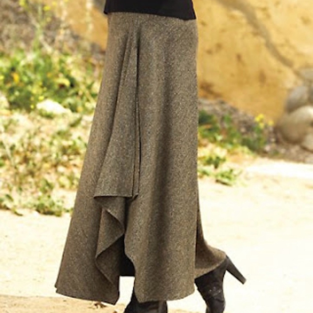 Vintage The Territory ahead Elegant Brown long wool midi Skirt